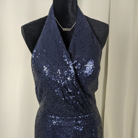 Jasmine Long V-neck Halter Sequin Bridesmaid Dress <15AAB> - Picture 5 of 8